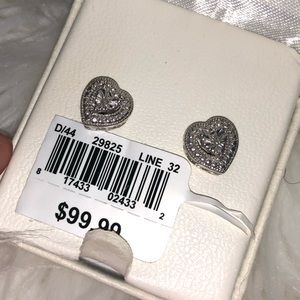 Diamond studded silver earrings